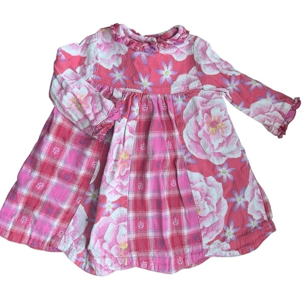 Baby Lulu Los Angeles Size 18m Pink Floral Dress Long Sleeve Thicker